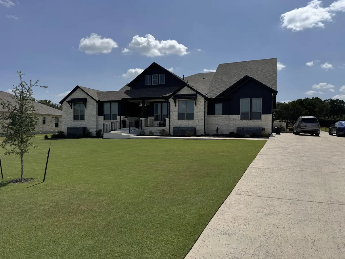 Front yard lawn and planting beds